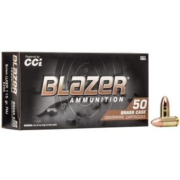 CCI Blazer Brass Handgun Ammunition 9mm Luger 115 gr FMJ 1145 fps 1000 Round Case - $299.99 - $299.99