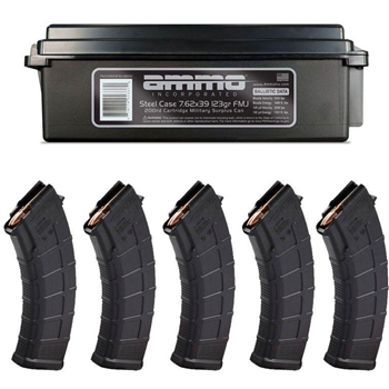 200rds Ammo Inc. Signature 123gr FMJ 7.62x39 Steel Case Ammo &amp; 5 Magpul PMAG 30rd AK/AKM MOE 7.62x39 Magazines - $149.99 - $149.99