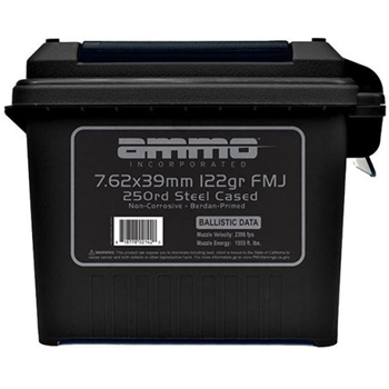 Ammo,Inc. 7.62x39mm 122gr FMJ Steel Case Ammo, 250rd - $99.99 - $99.99