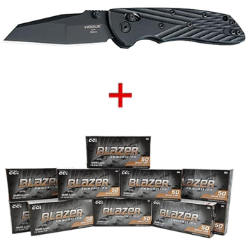 Hogue Deka Knife Black with CCI Blazer Brass 9mm 115 Grain FMJ 500 Rounds - $287.00 - $287.00