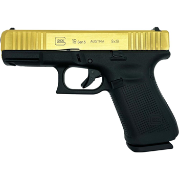 Glock 19 Gen 5 Polished 24 Carat Gold 9mm 4.02-inch Barrel 15-Rounds Exclusive - $869.99 ($7.99 S/H on Firearms) - $869.99