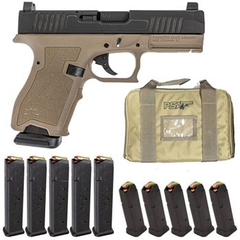 PSA Dagger Compact 9mm Doctor Cut Pistol w/10 PMAG 27rd/15rd Magazines &amp; PSA Pistol Bag - 2-Tone Flat Dark Earth - $399.99 - $399.99