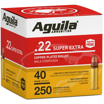 Aguila Super Extra High Velocity 22 LR 40 gr Copper-Plated Solid Point 500 Bx - $35.48 - $35.48