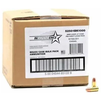 Federal Independence 9mm 115 Grain FMJ 1000 Rounds - $299 - $299.00