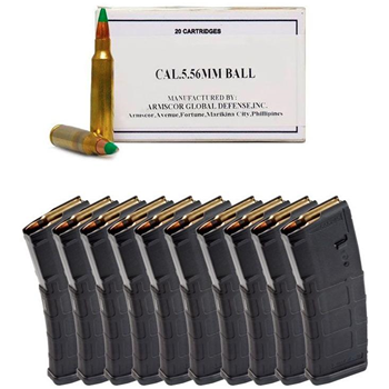 Armscor Copper 62gr FMJ 5.56 &amp; 10 MAGPUL PMAG 30RD GEN2 MOE 5.56 Mags 200 Rnd - $199.99 - $199.99