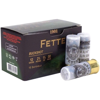 Fetter 2.75" 1 1/8 oz 00 Buck 12 Gauge Ammunition, 15 Rounds - $7.99 - $7.99