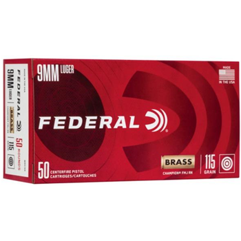 Federal Champion Training 9mm Luger FMJ 115 Grain 50 Count - $14.98 - $14.98