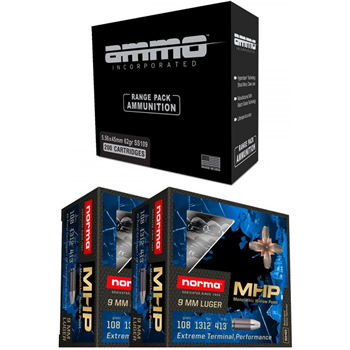 200rds of Ammo Inc. Signature 62gr FMJ 5.56 &amp; 40rds of Norma 108gr Monolithic HP 9mm - $199.99 + Free Shipping - $199.99