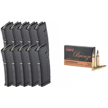 PMC Bronze .223 Rem 55gr FMJ 1000Rnd w/ 10x PMAGS - $544.99 shipped w/code "JULY55" - $544.99