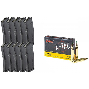 PMC X-TAC 5.56 NATO 62Gr Penetrator FMJ 1000Rnd w/ 10x PMAGS - $574.99 after code "AUGUST55" - $574.99