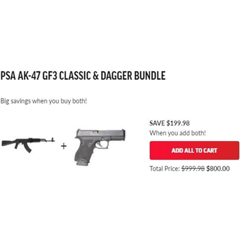 Bundle Palmetto State Armory's AK-47 GF3 Forged &amp; Dagger Compact 9mm Pistol - $800