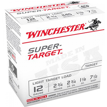 Winchester Super Target Ammo 12 Ga 2-3/4" 1-1/8 OZ #7.5 SHOT 250 rounds - $99.99 after code "SAVE10" - $99.99
