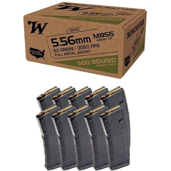 500rds Winchester M855 5.56 62gr FMJ Ammo &amp; 10 Magpul PMAG 30rd Gen2 MOE 5.56x45 Magazines - $359.99 - $359.99