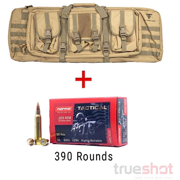 Full Forge Gear Torrent Double Rifle Case Tan with Norma 223Rem 55 Grain FMJ 390 Rounds - $254.99 - $254.99