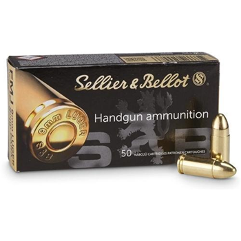 Sellier &amp; Bellot 9mm 124 Grain FMJ 50 Rounds - $14.61 - $14.61