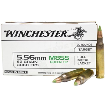 WINCHESTER AMMO 5.56mm M855 62Gr FMJ Green Tip - $10.99 - $10.99