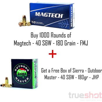 Free!!! Box of 40 S&amp;W Hollow Points with Magtech 40 S&amp;W 180 Grain FMJ 1000 Rounds - $422.00 - $422.00