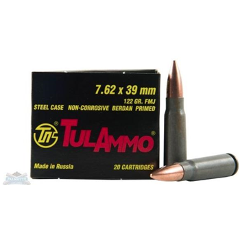 Tula 7.62x39mm 122gr FMJ Steel Case Ammuniton 20rds - UL076201 - $7.99 - $7.99