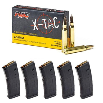 100rds PMC X-TAC 55gr FMJ 5.56 NATO Ammo &amp; 5 MAGPUL PMAG 30 Round Magazine GEN 2 MOE 5.56X45 - $79.99 - $79.99