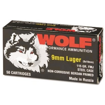 Wolf 9mm 115 Grain FMJ 1000 Rounds - $299.24 - $299.24