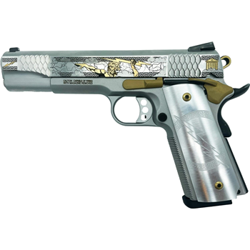 Smith and Wesson 1911 E-Series "Zeus" Gold Inlay On Stainless .45 ACP 5" 8Rds GrabAGun Exclusive - $2399.99 ($7.99 S/H on Firearms) - $2,399.99