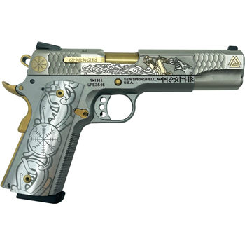 Smith and Wesson 1911 E-Series "Viking" Gold Inlay On Stainless .45 ACP 5" 8Rds GrabAGun Exclusive - $2999.99 ($7.99 S/H on Firearms) - $2,999.99