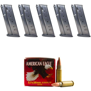 5 Rock Magazines &amp; American Eagle 5.7X28MM 40GR FMJ Ammo 50rds - $99.99 - $99.99