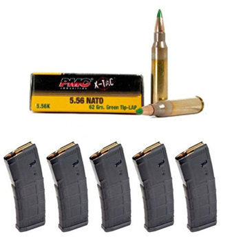 100rds PMC X-TAC 62gr LAP 5.56 Ammo &amp; 5 Magpul PMAG 30 Round Gen2 MOE 5.56x45 Magazines - $79.99 - $79.99