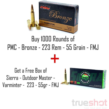 Free!!! Box of 223 Hollow Points with PMC Bronze 223 Rem 55 Grain FMJ 1000 Rounds - $411.00 - $411.00