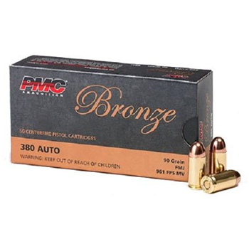PMC Bronze .380 ACP 90gr FMJ 50Rnd - $16.99 - $16.99