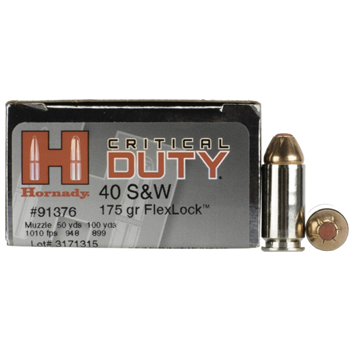 Hornady Critical Duty .40 S&amp;W 175 gr FlexLock Box of 20 - $24.99 - $24.99
