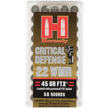 HORNADY 22 WMR 45Gr FTX Critical Defense 50pk Ammo - $17.99 - $17.99