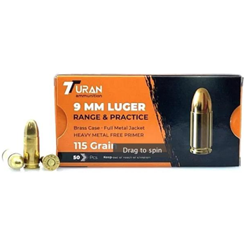 Turan 9mm 115 Grain FMJ 1000 Rounds - $275.00 - $275.00