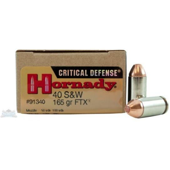 Hornady 40 S&amp;W 165gr FTX Critical Defense Ammunition 20rds -91340 - $19.99 - $19.99