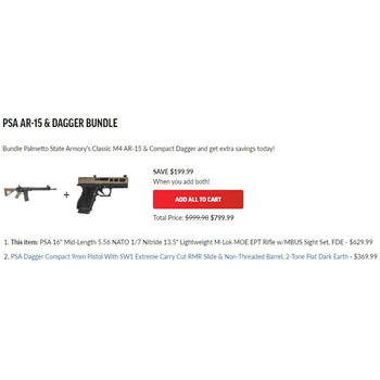 Bundle Palmetto State Armory's Classic M4 AR-15 &amp; Compact Dagger - $799.99 - $799.99