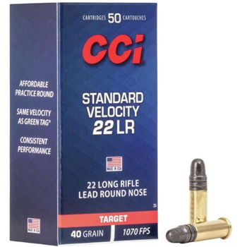 CCI 22 LR Std Velocity LRN 40Gr 1070 FPS 500rd Brick - $33.23 - $33.23