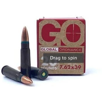 Global Ordnance 7.62x39 122 Grain FMJ 20 Rounds - $7.48 - $7.48