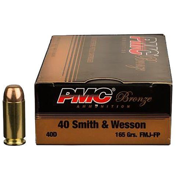 PMC Ammunition Bronze 165 gr Full Metal Jacket Flat Point .40 S&amp;W Ammo, 300/box - 40DBP - $109.99 - $109.99