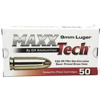 MaxxTech 9mm 124gr FMJ Ammo 50 Rounds - $11.99 - $11.99
