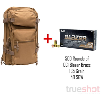 Glock Backpack Tan with CCI Blazer 40 S&amp;W 165 Grain FMJ 500 Rounds - $261.99 - $261.99