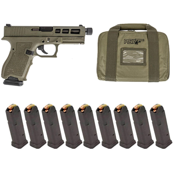 PSA Dagger Compact 9mm Pistol With SW1 Extreme Carry Cut Slide &amp; Threaded Barrel, Sniper Green with Ten 15rd Magazines &amp; Pistol Case - $379.99 - $379.99
