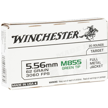 Winchester Usa Wm855K 5.56 NATO 62-Gr. FMJ 20 Rnds - $13.99 - $13.99