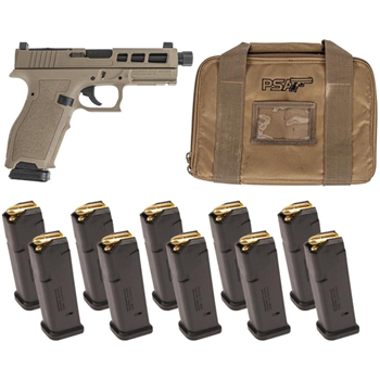 PSA Dagger Full Size S 9mm SW1 RMR Threaded Barrel &amp; Ameriglo Lower 1/3 Co-Witness, 10 17rd Mags &amp; Bag, FDE (Rear Sight Rear) - $419.99 - $419.99