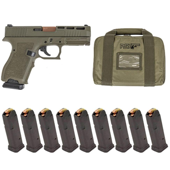 PSA Dagger Compact 9mm Pistol SW2 Slide &amp; Copper Non-Threaded Barrel With 10 15rd magazines, Sniper Green - $369.99 - $369.99