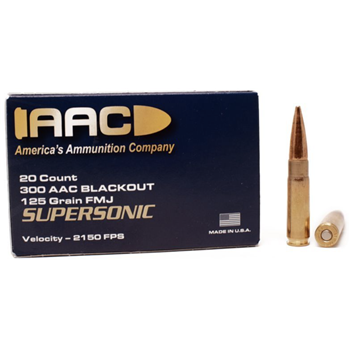 AAC 300 Blackout Ammo 125 Grain FMJ w/ JAG Head Stamp, 300rds - $179.85 - $179.85