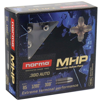 NORMA 85 gr MHP .380 ACP Ammunition 20 Rounds - $6.99 - $6.99