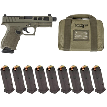 PSA Dagger Compact 9mm Pistol With SW1 ECC RMR Slide &amp; Threaded Barrel w/10-15rd Mag and Bag, Sniper Green(Rear Sight Rear) - $399.99 - $399.99