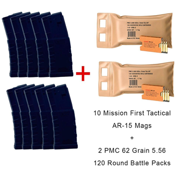 10 MFT Extreme Duty 30 Round 5.56 Magazines with 2 PMC 5.56 Nato X-TAC 62 Grain FMJ 120 Round Battle Packs - $226.99 - $226.99