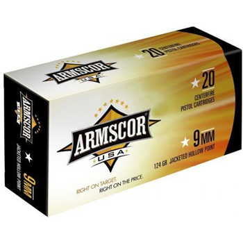 Armscor 9mm 124 Grain JHP 20 Rounds - $12.99 - $12.99