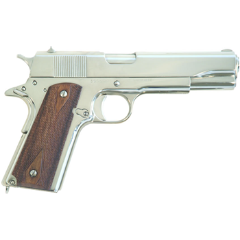 Cimarron 1911A1 45ACP 5" Barrel Steel Frame Nickel Wood Grips Fixed Sights 8Rd - $655.99 (Free S/H on Firearms) - $655.99